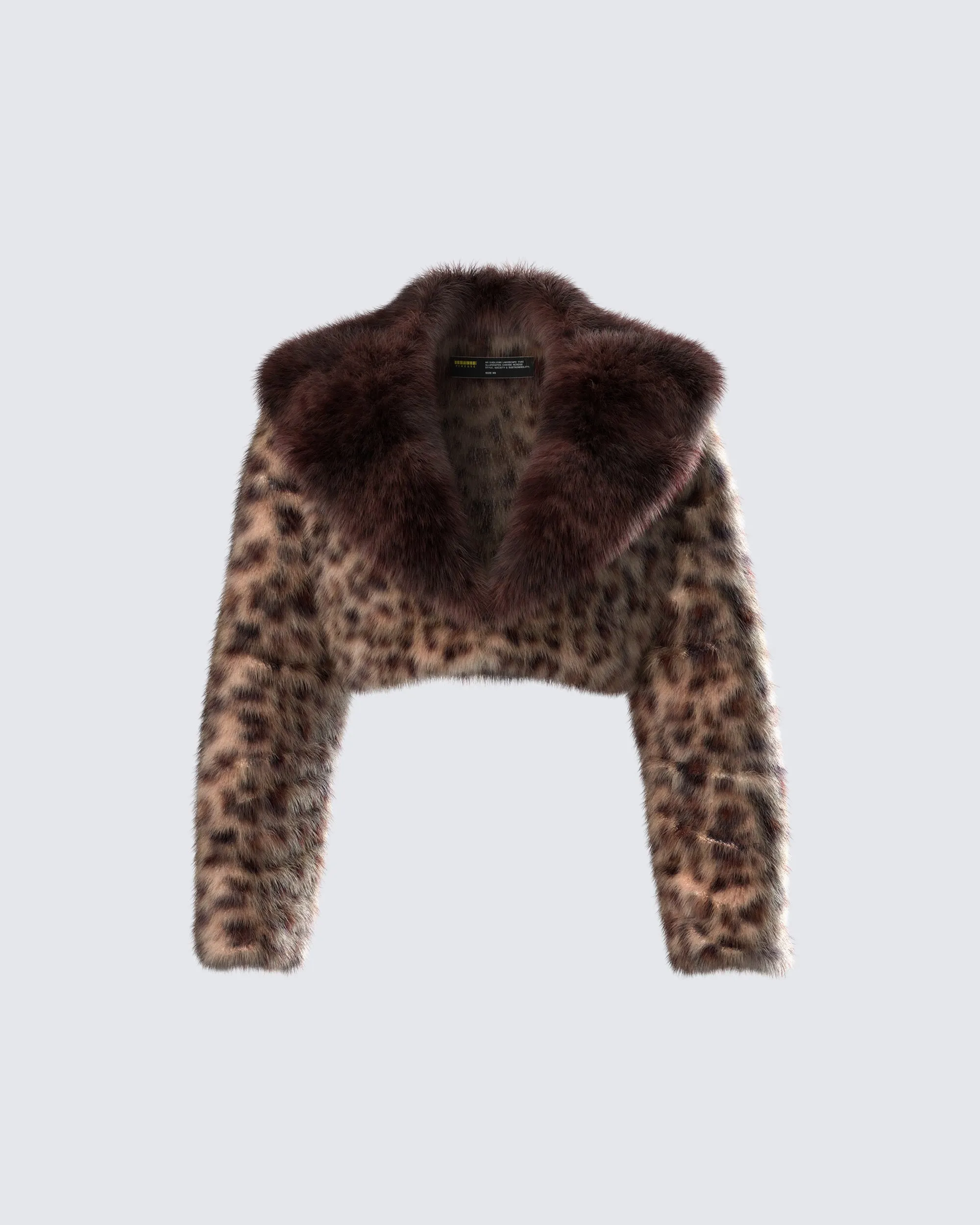 Kenza Brown Faux Leopard Fur Jacket sold by Finesse