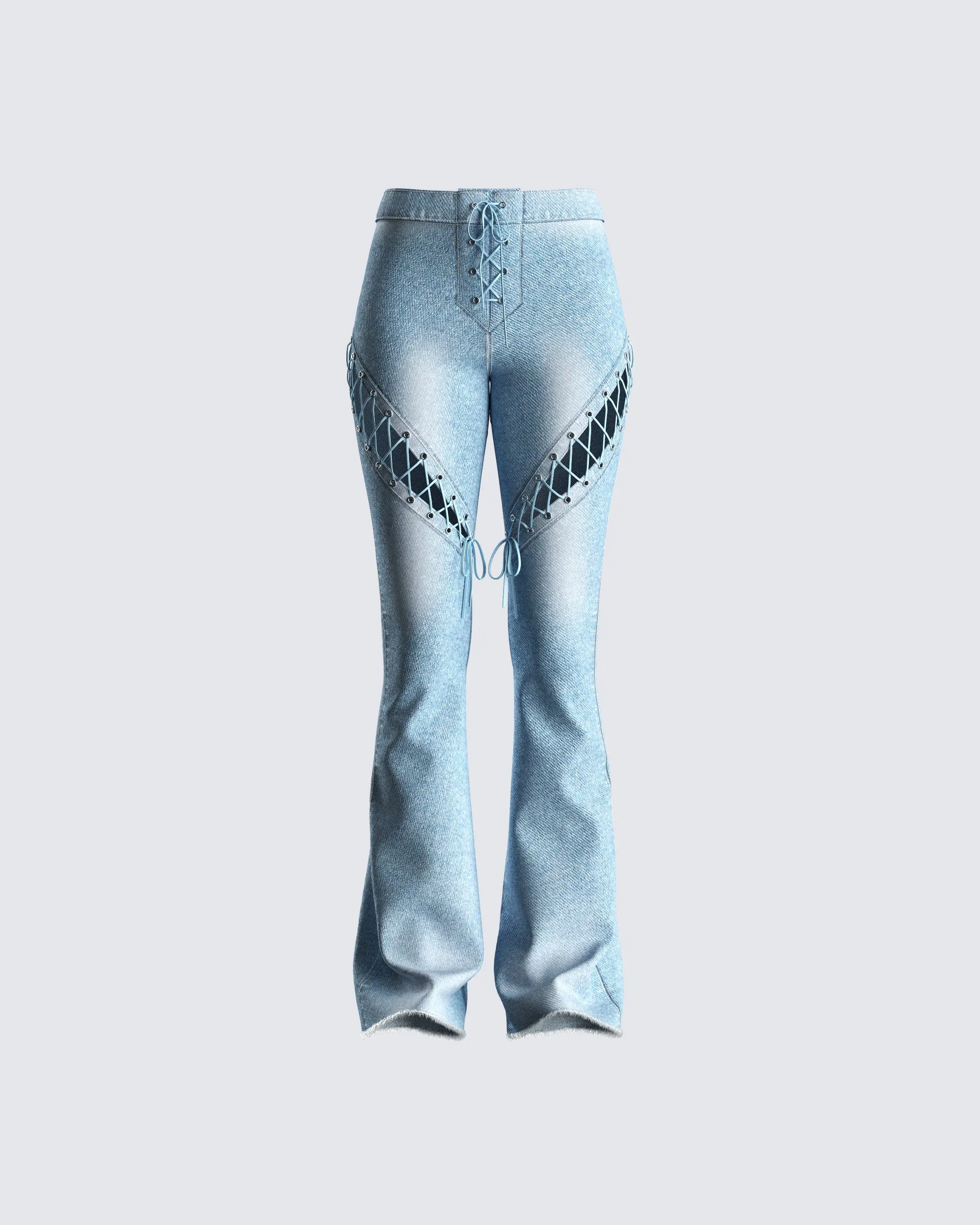 Jan Blue High Rise Laced Jeans sold by Finesse