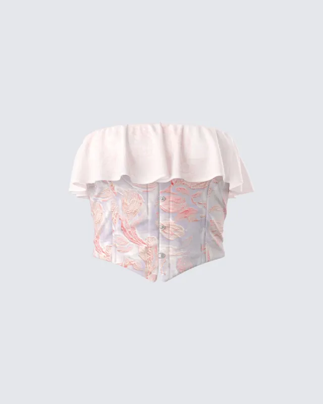 Zana Cream Ruffle Corset Top sold by Finesse
