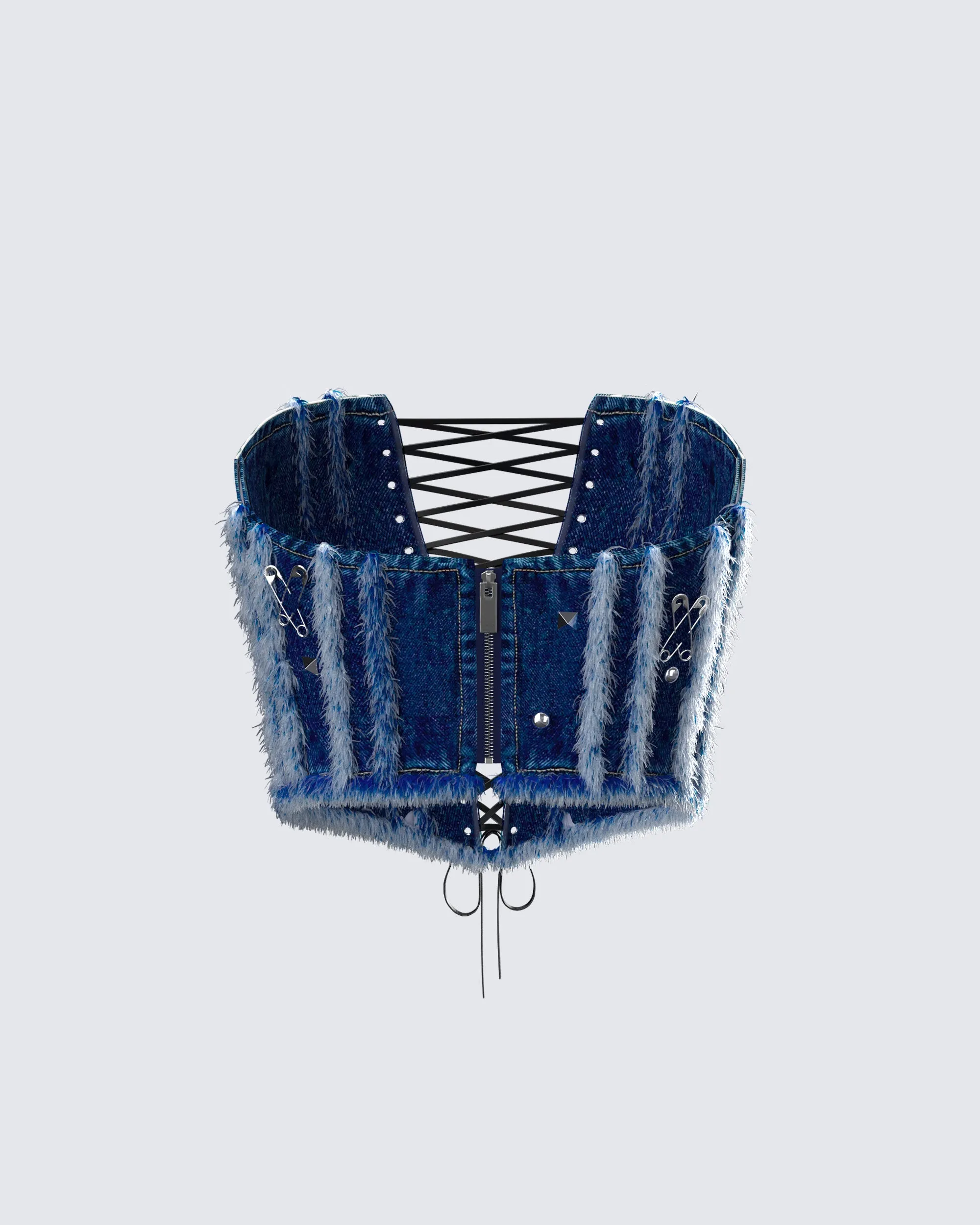Maja Blue Denim Lace Up Corset Top sold by Finesse product image thumbnail 3