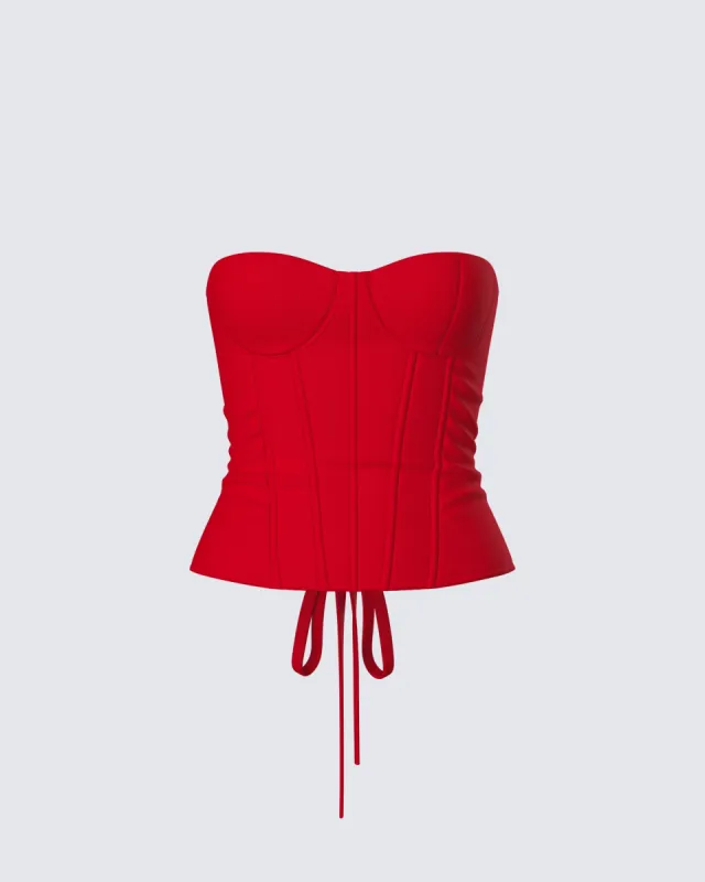 Tayah Red Mesh Corset Top sold by Finesse