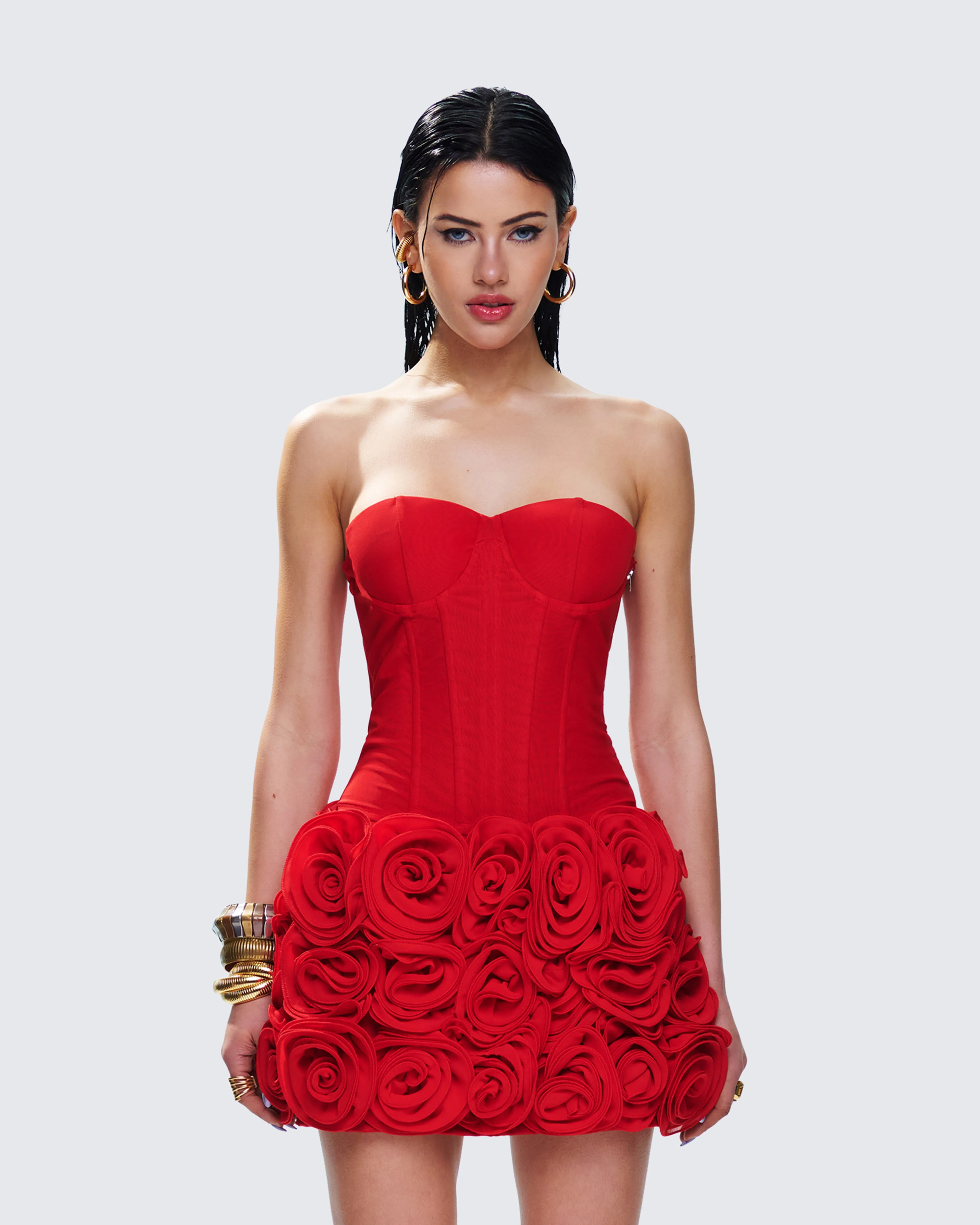 Tayah Red Mesh Corset Top sold by Finesse product image thumbnail 4