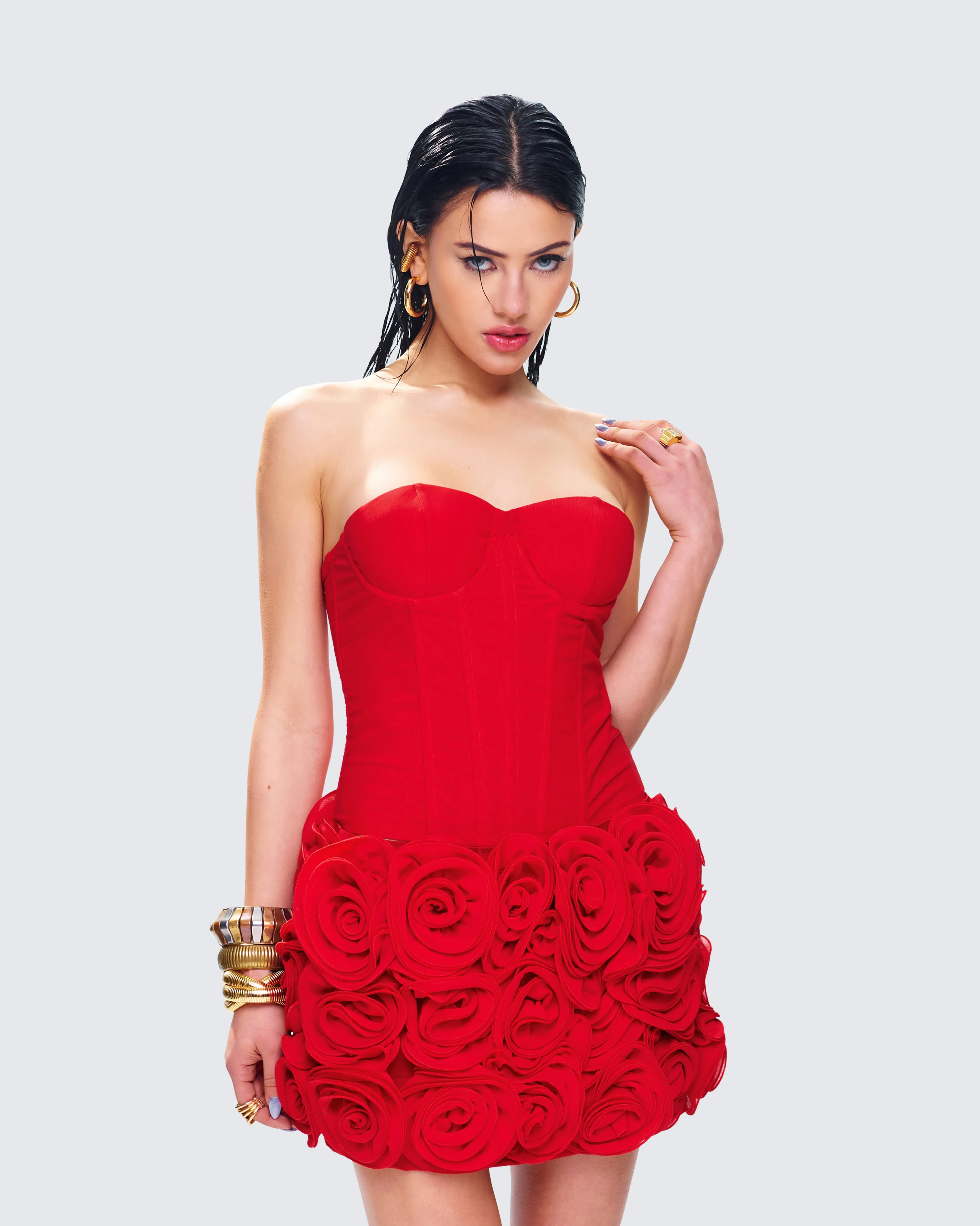 Tayah Red Mesh Corset Top sold by Finesse product image thumbnail 5