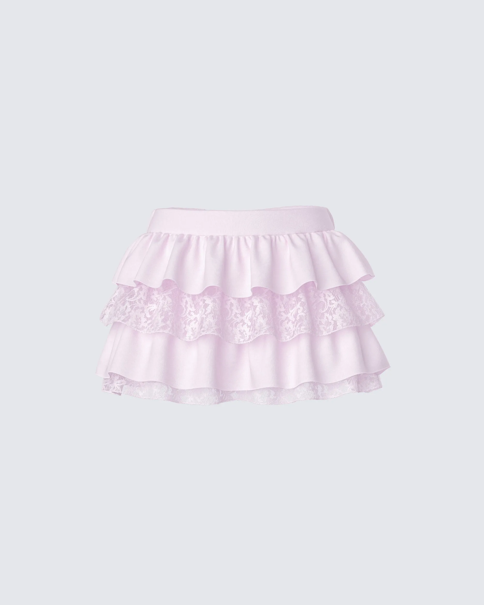 Maris Pink Tiered Ruffle Mini Skirt sold by Finesse