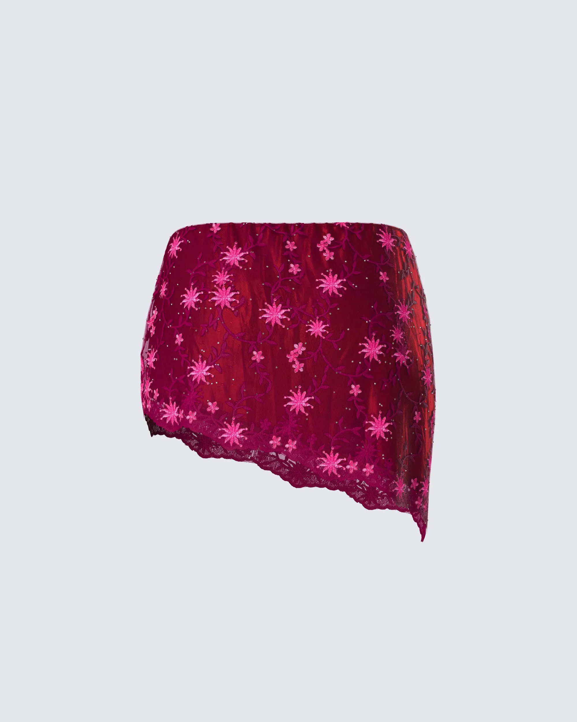 Macy Pink Lace Asymmetrical Skirt sold by Finesse product image thumbnail 3