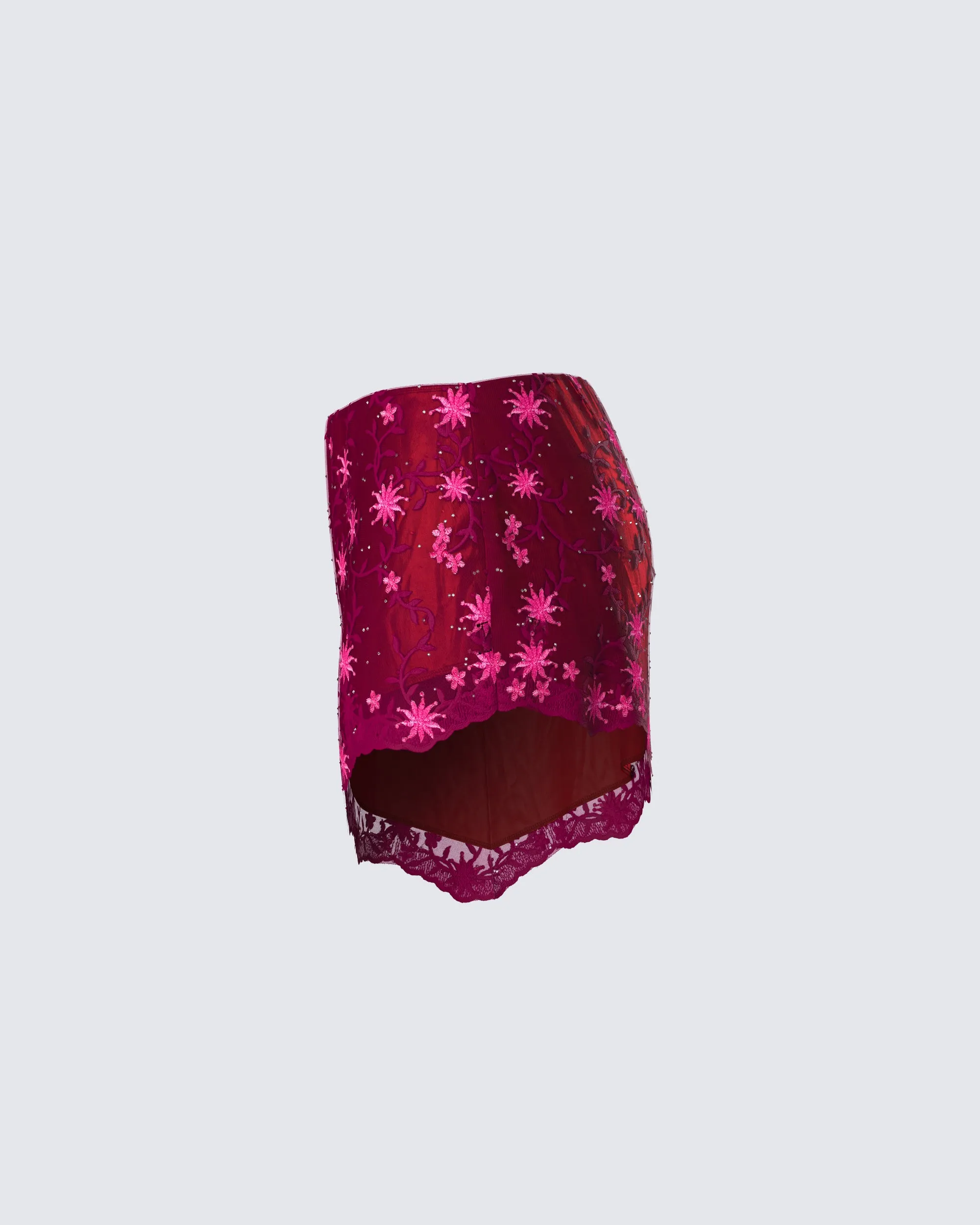 Macy Pink Lace Asymmetrical Skirt sold by Finesse product image thumbnail 2