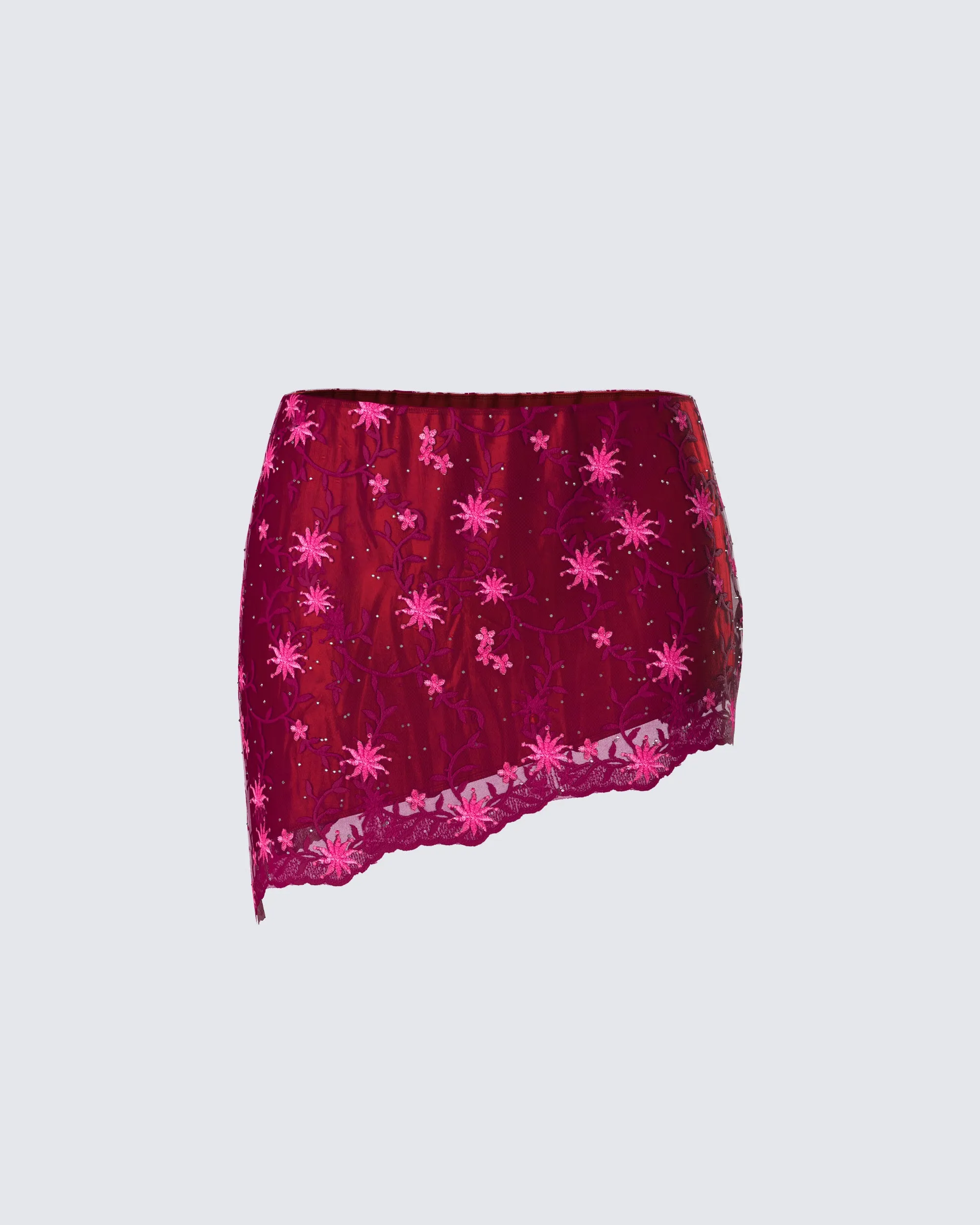 Macy Pink Lace Asymmetrical Skirt sold by Finesse