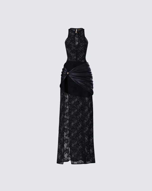 Lavinia Black Lace Cut Out Maxi Dress sold by Finesse