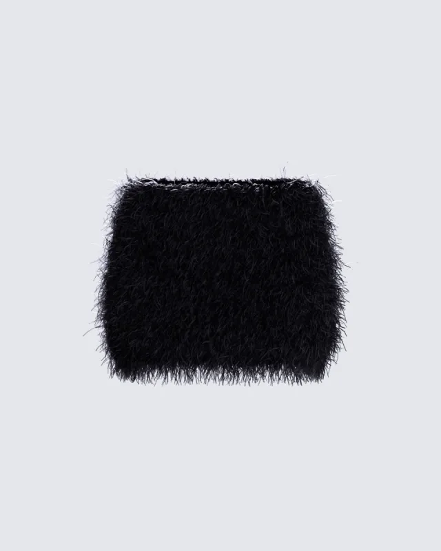 Fara Black Faux Fur Micro Mini Skirt made by Finesse