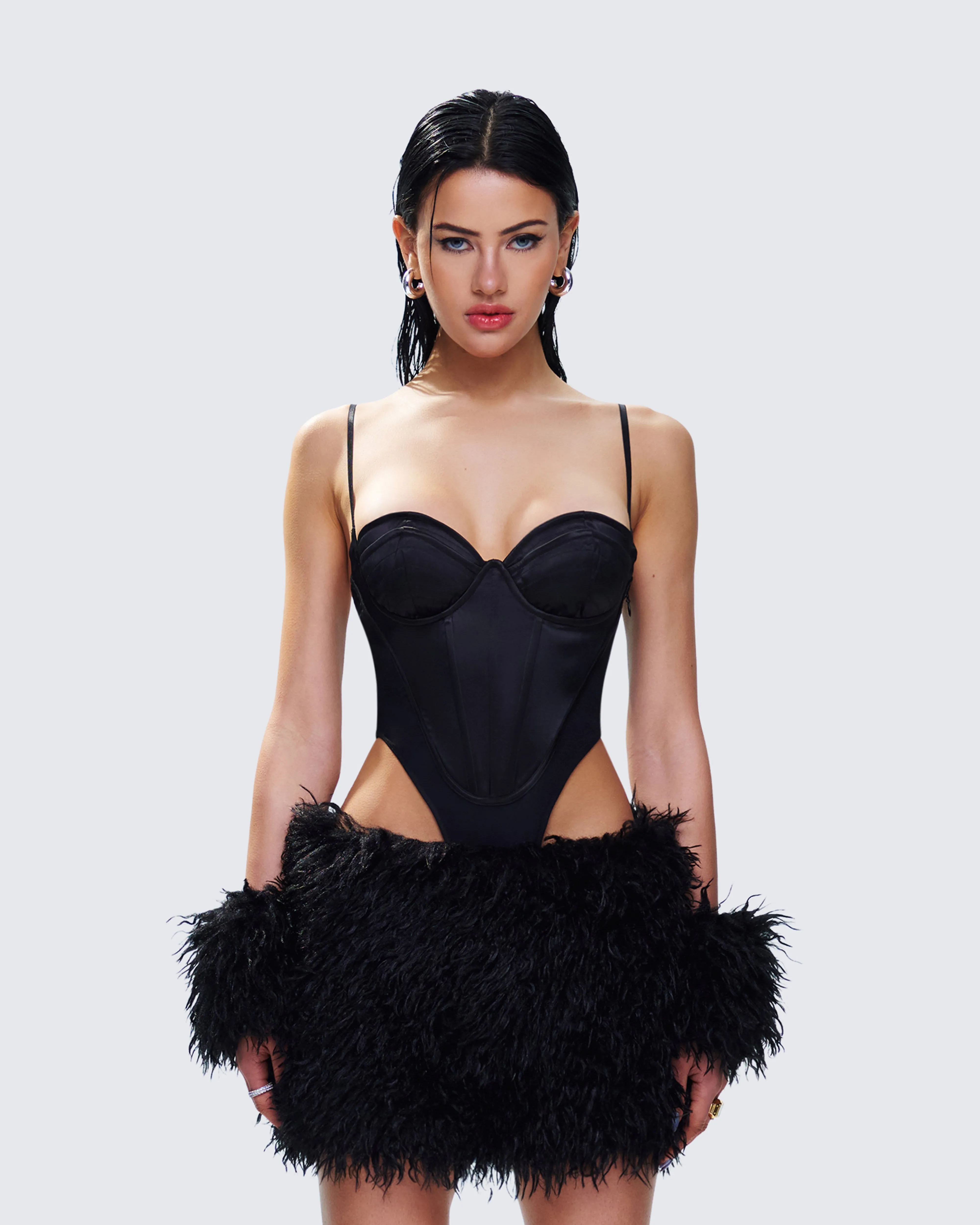 Fara Black Faux Fur Cuffs sold by Finesse product image thumbnail 4