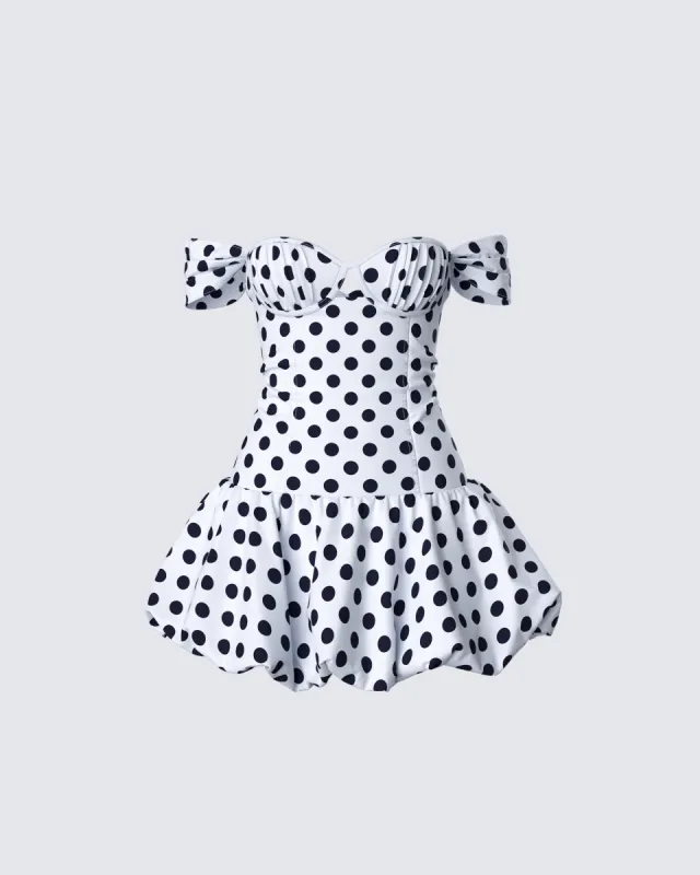 Rio Multi Polka Dot Bubble Mini Dress sold by Finesse