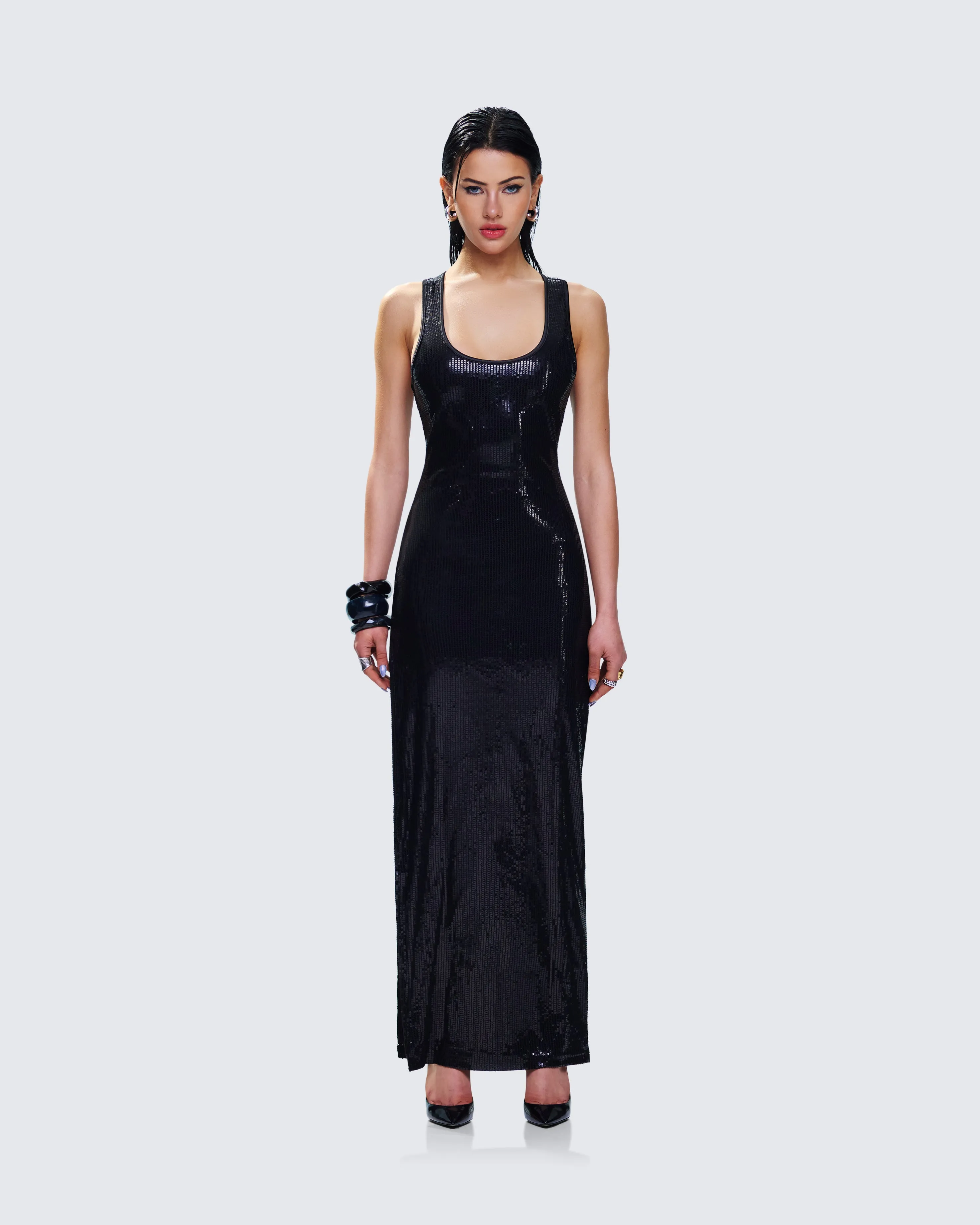 Donatella Black Sequin Maxi Dress sold by Finesse product image thumbnail 4