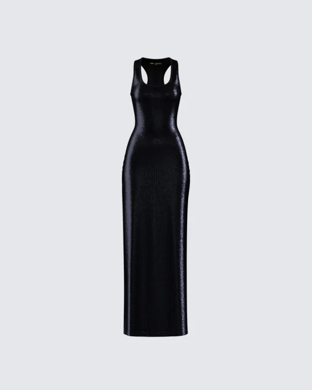 Donatella Black Sequin Maxi Dress sold by Finesse