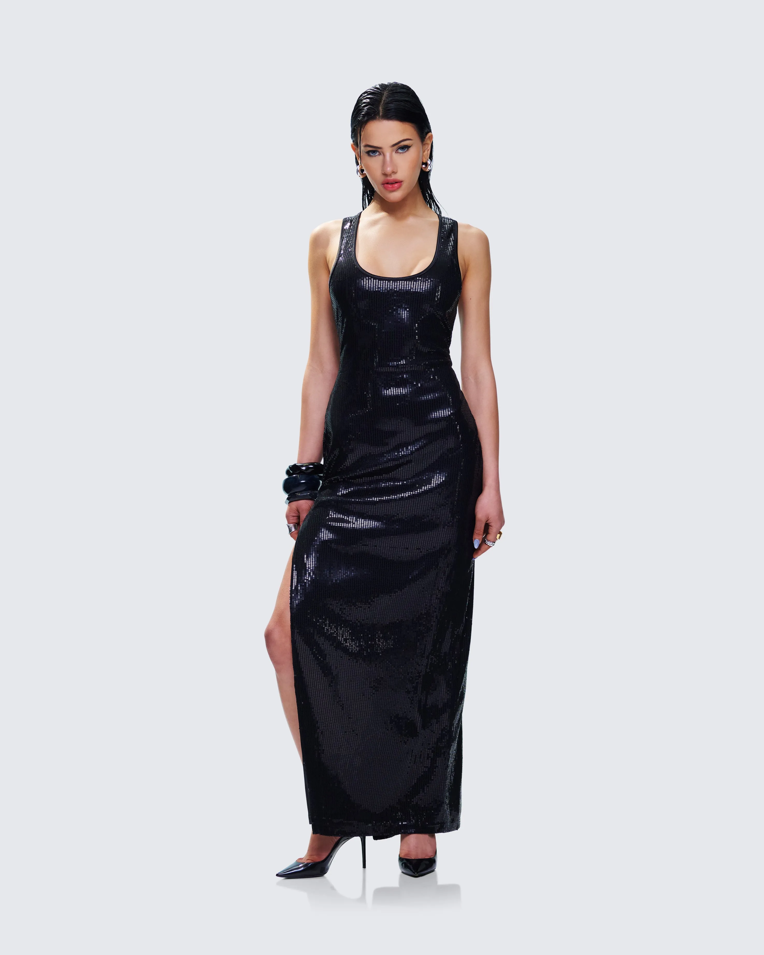 Donatella Black Sequin Maxi Dress sold by Finesse product image thumbnail 5