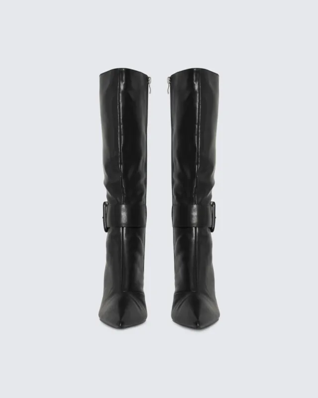 Eunji Black Vegan Leather Boot sold by Finesse