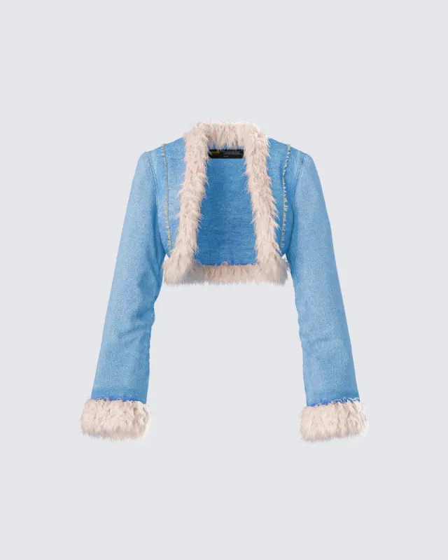 Kaiana Blue Denim Cropped Jacket sold by Finesse
