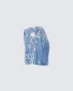 Kian Blue Denim Lace Overlay Shorts sold by Finesse
