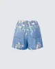 Kian Blue Denim Lace Overlay Shorts sold by Finesse