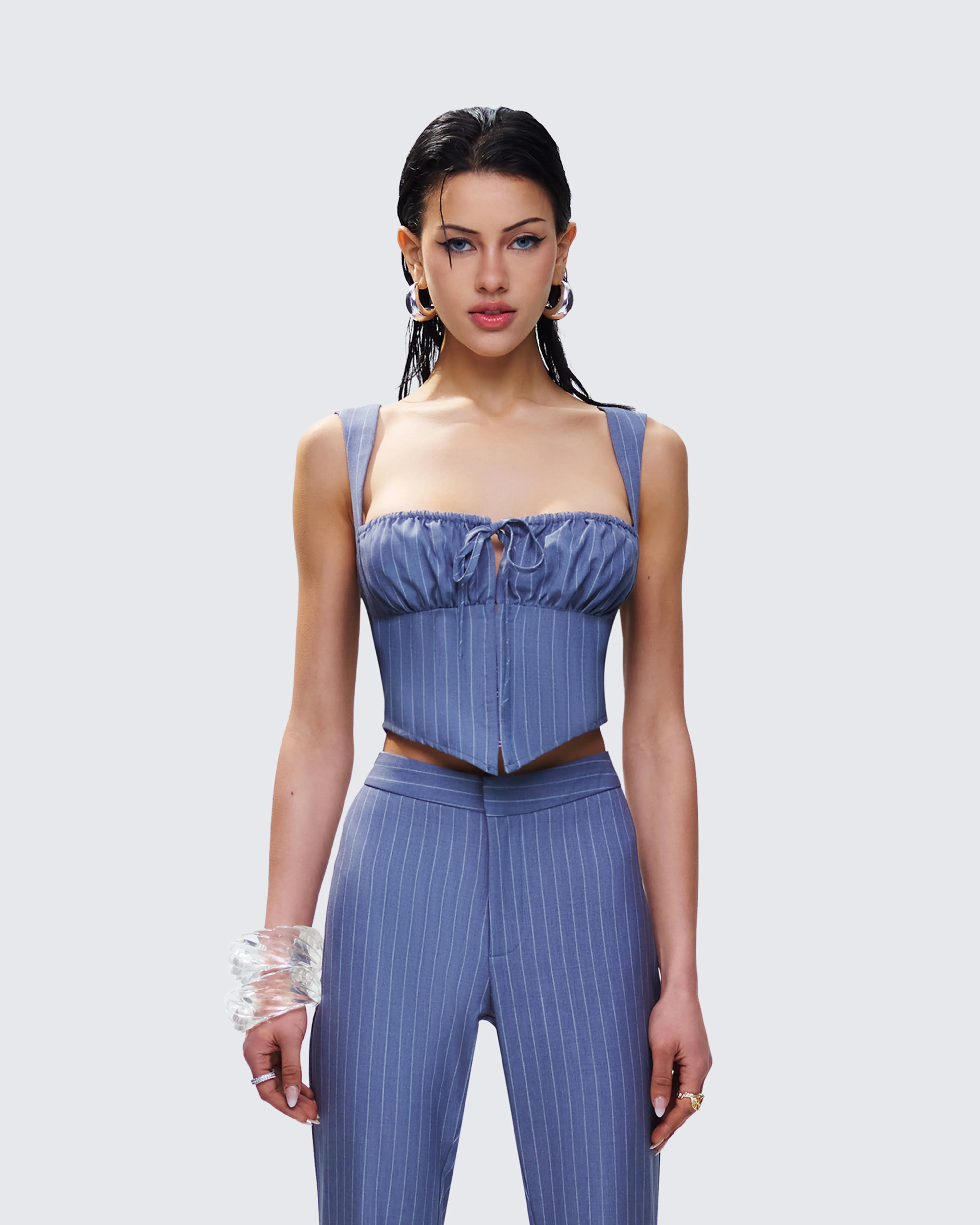 Ziva Grey Pinstripe Top sold by Finesse product image thumbnail 4