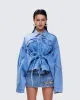 Yui Blue Denim Oversized Cropped Jacket sold by Finesse