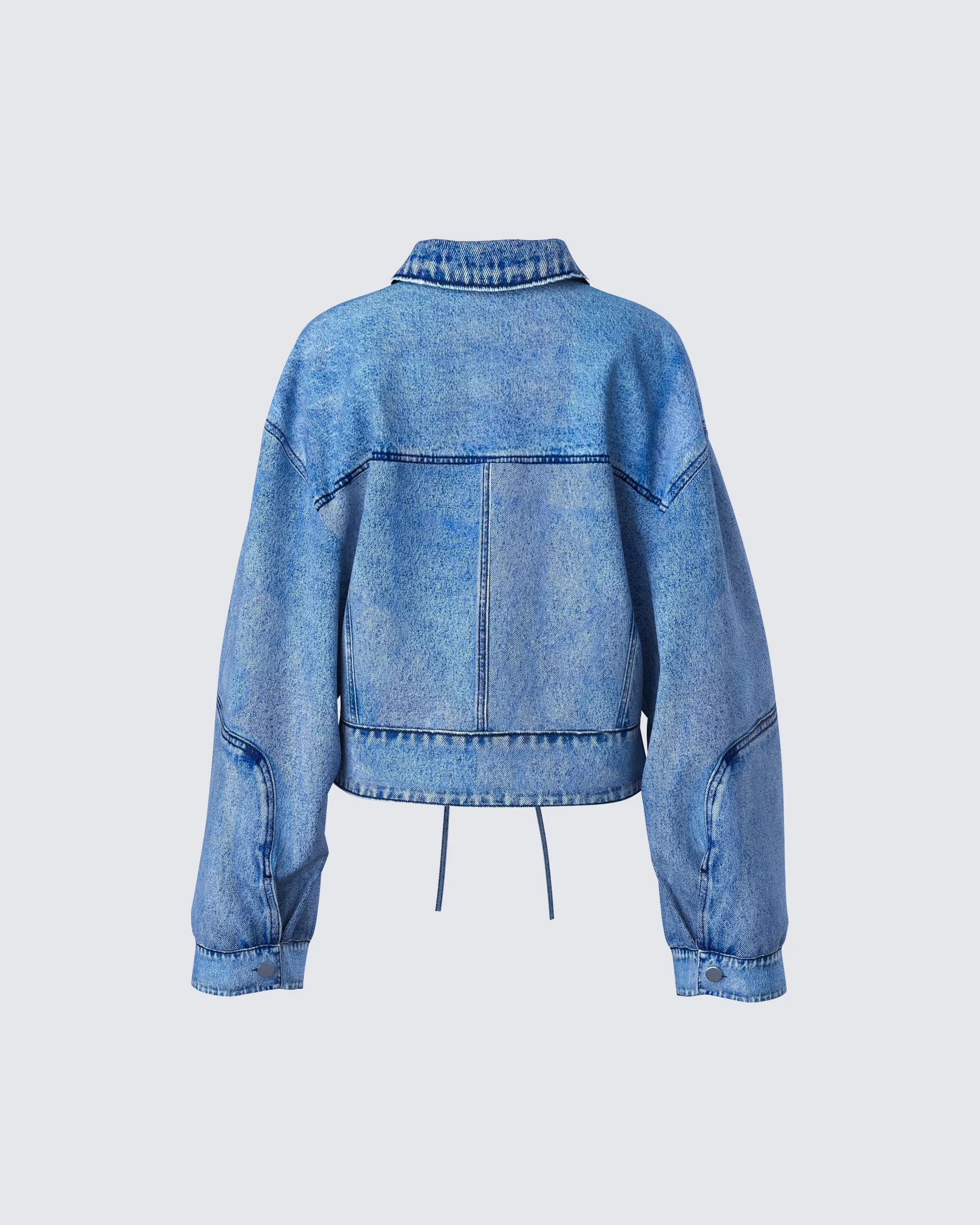 Yui Blue Denim Oversized Cropped Jacket sold by Finesse product image thumbnail 3