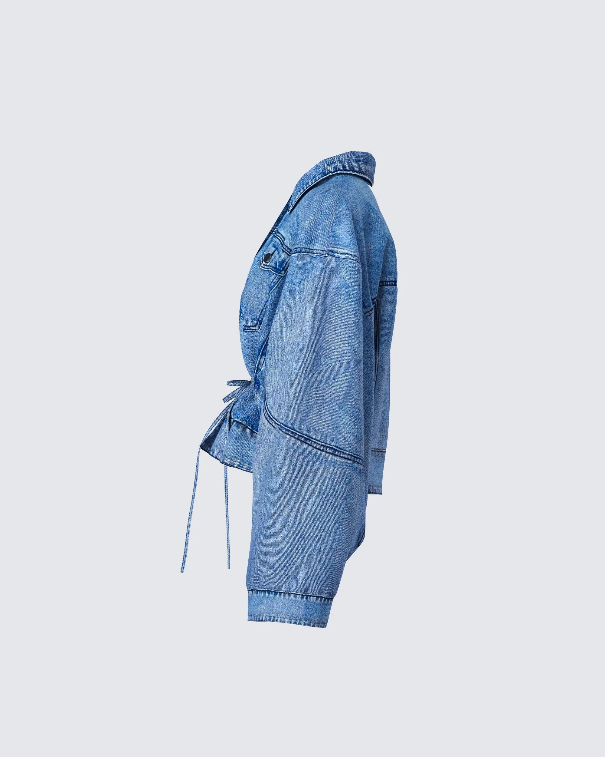 Yui Blue Denim Oversized Cropped Jacket sold by Finesse product image thumbnail 2