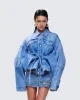Yui Blue Denim Oversized Cropped Jacket sold by Finesse