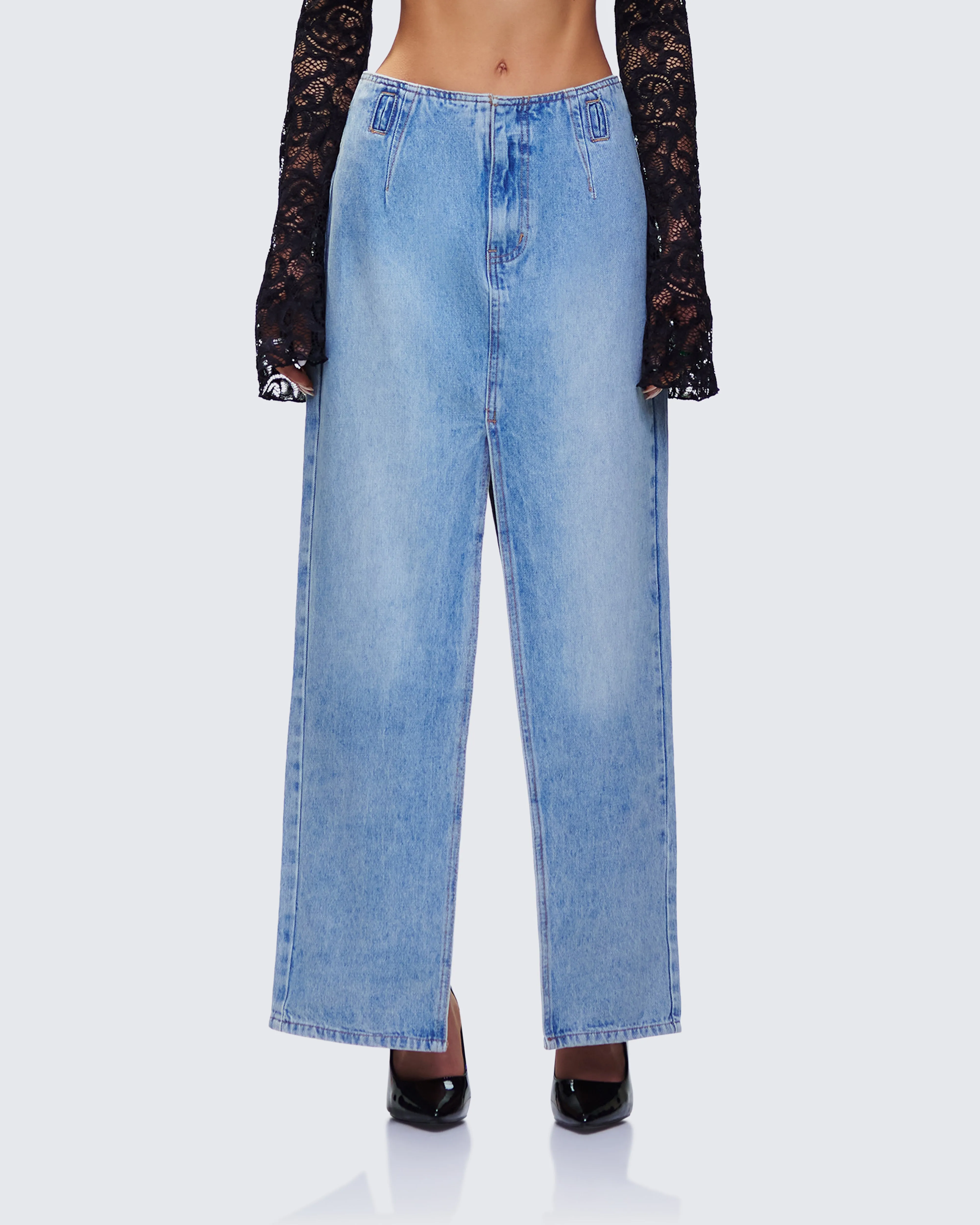 Lamia Denim Center Slit Maxi Skirt sold by Finesse product image thumbnail 4