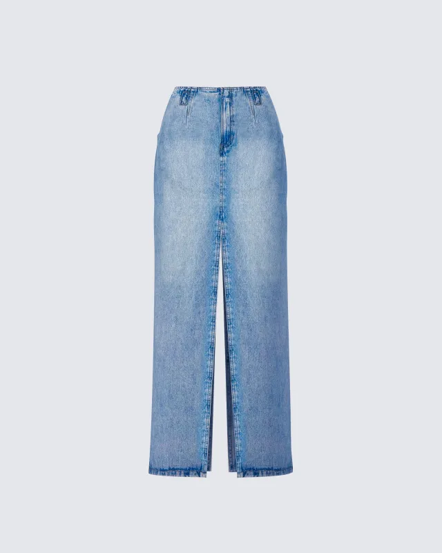 Lamia Denim Center Slit Maxi Skirt sold by Finesse