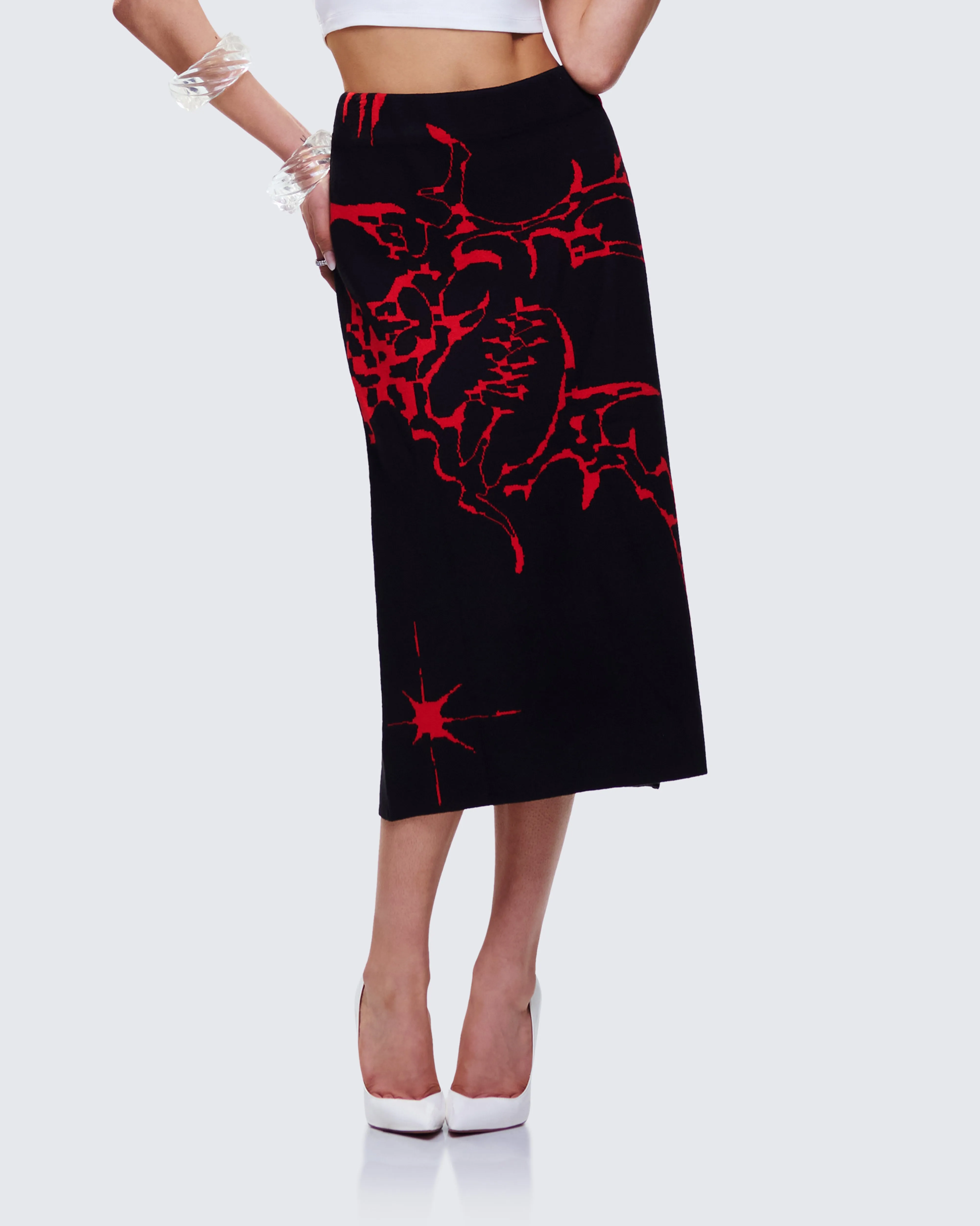 Dena Black Intarsia Knit Midi Skirt sold by Finesse product image thumbnail 5