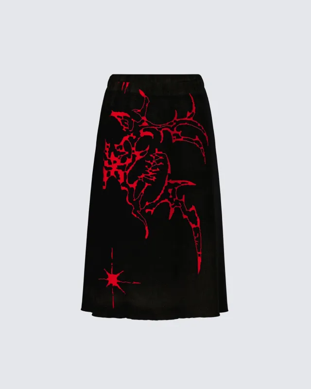Dena Black Intarsia Knit Midi Skirt sold by Finesse