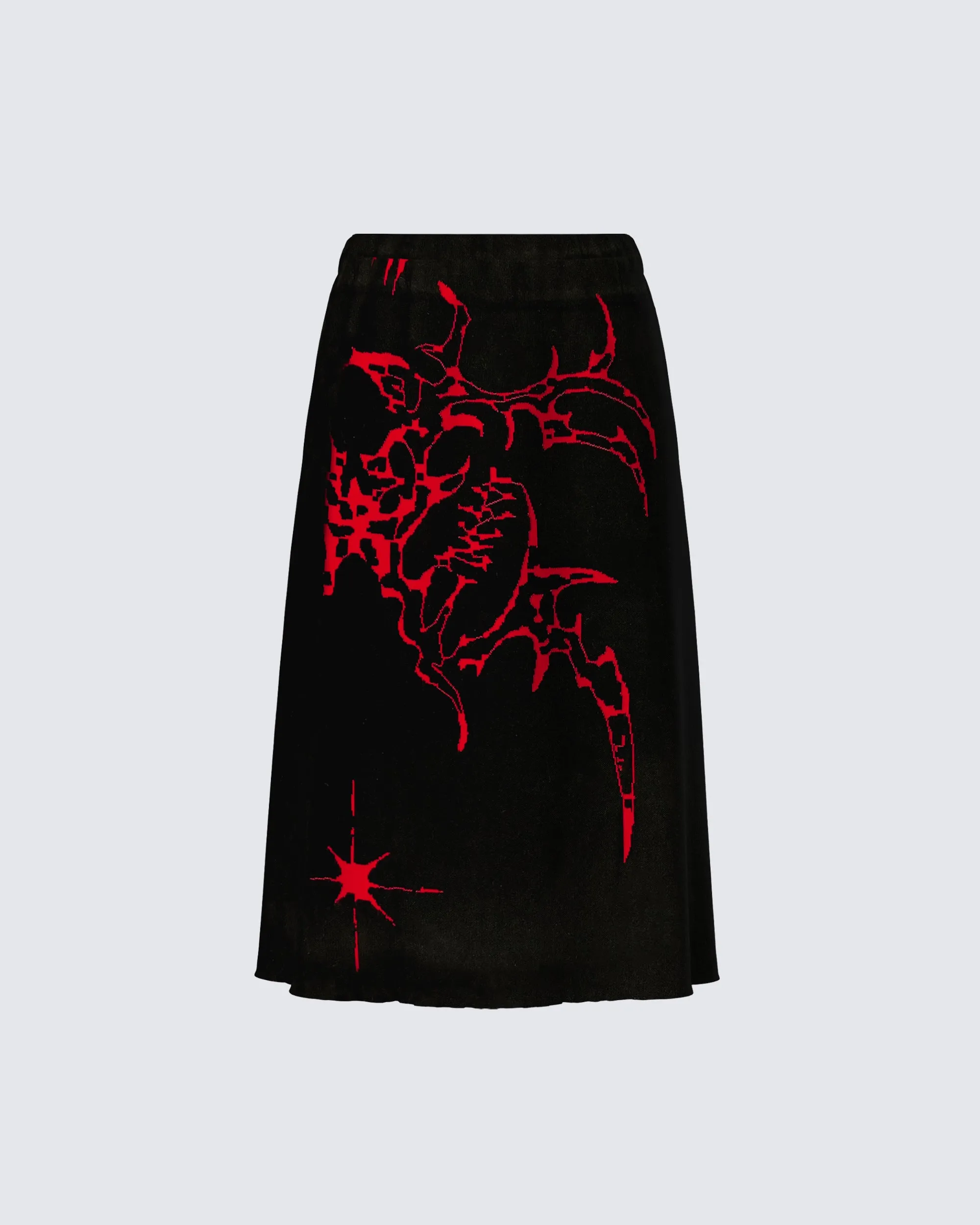 Dena Black Intarsia Knit Midi Skirt sold by Finesse