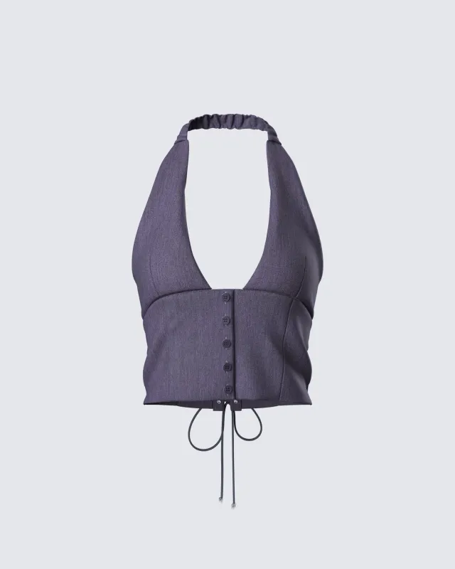 Tami Grey Suiting Halter Top sold by Finesse