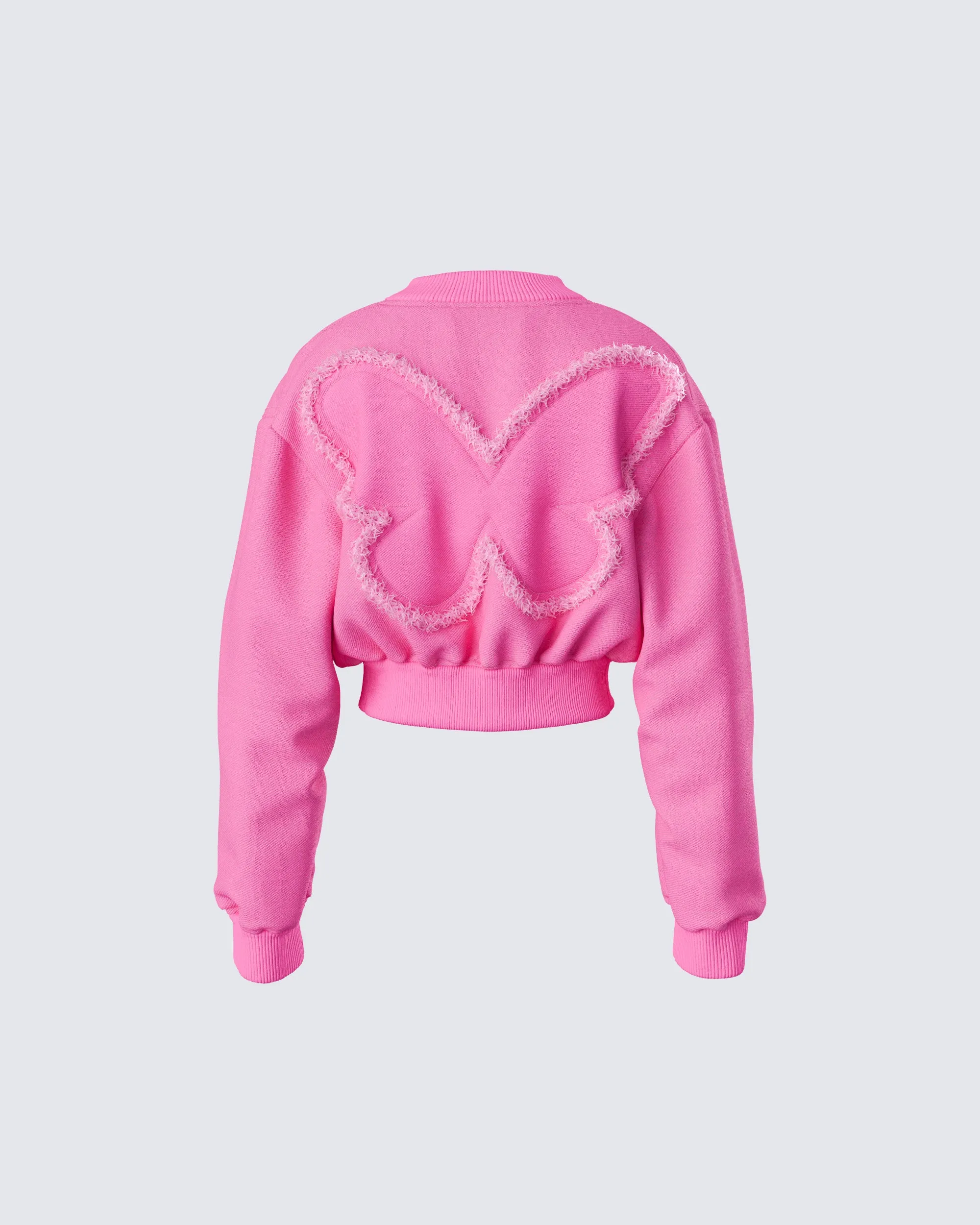 Uzma Pink Denim Cropped Bomber Jacket sold by Finesse product image thumbnail 3