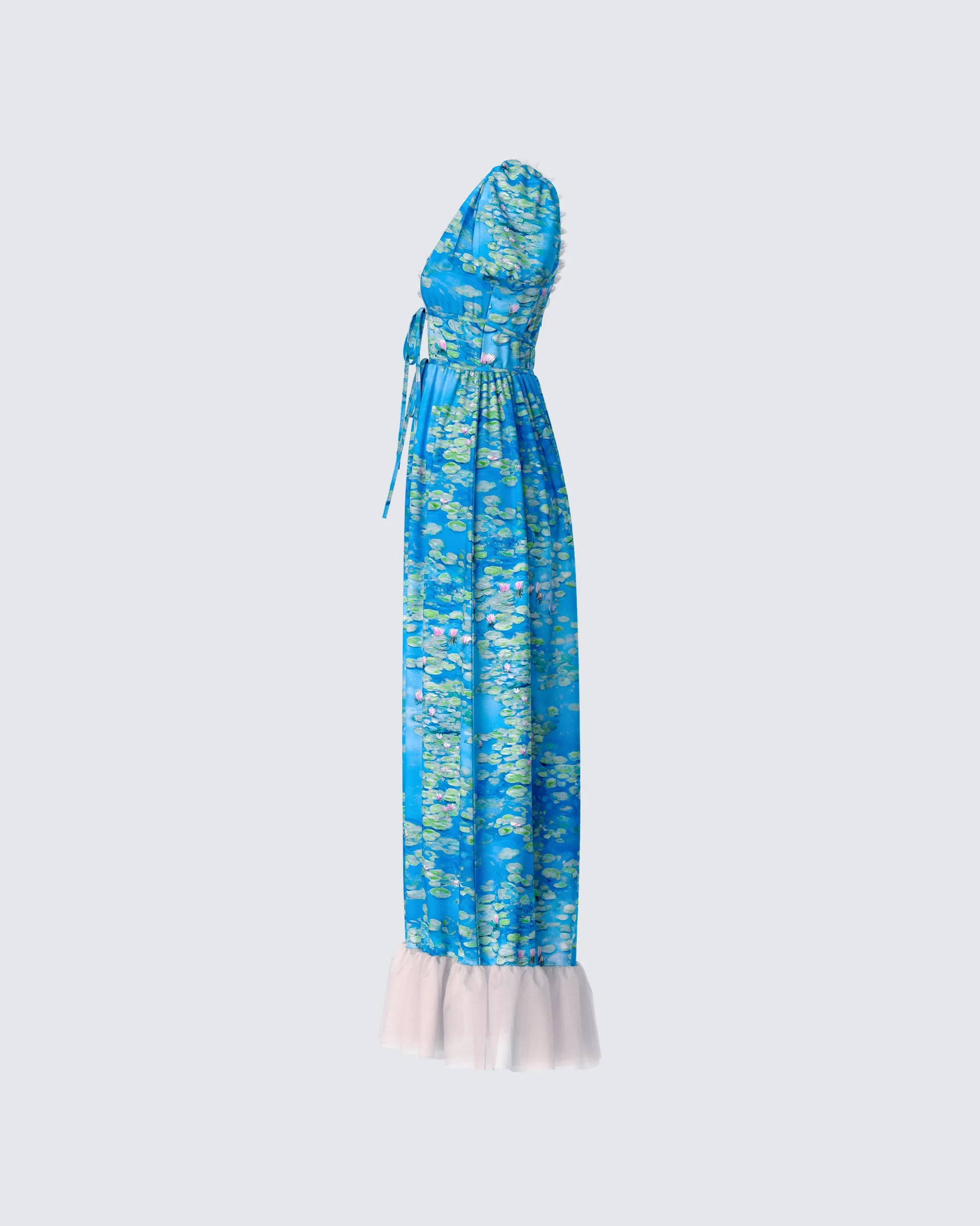 Loire Blue Water Lilies Print Maxi Dress sold by Finesse product image thumbnail 2