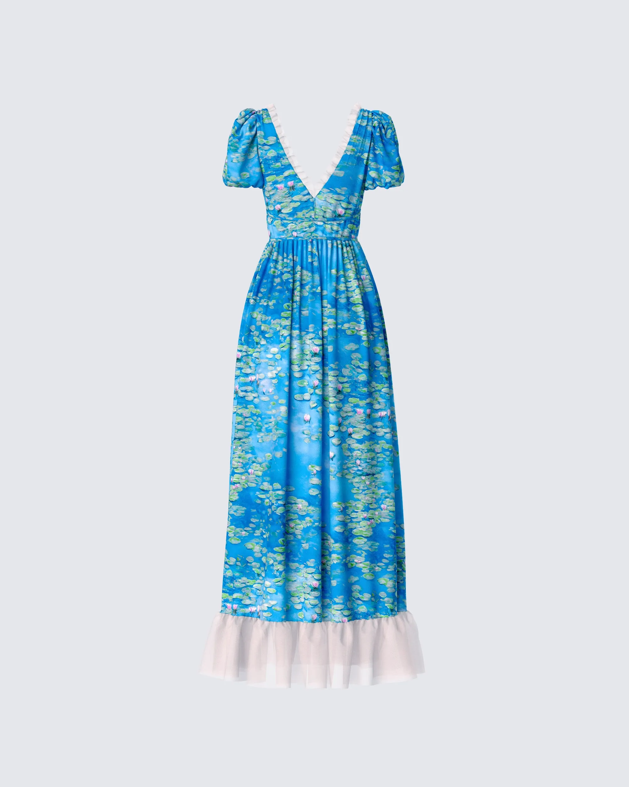 Loire Blue Water Lilies Print Maxi Dress sold by Finesse product image thumbnail 3