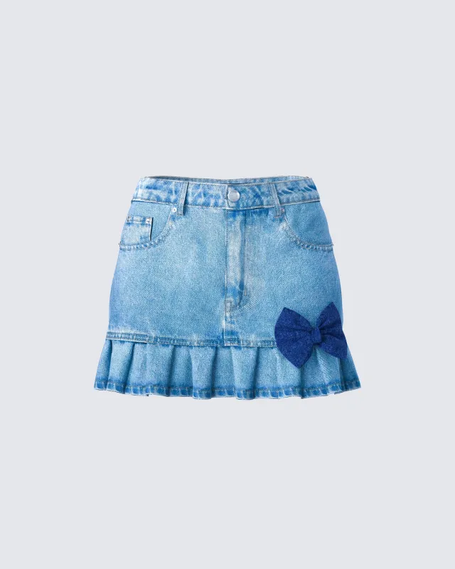 Emogen Pleated Denim Mini Skirt sold by Finesse
