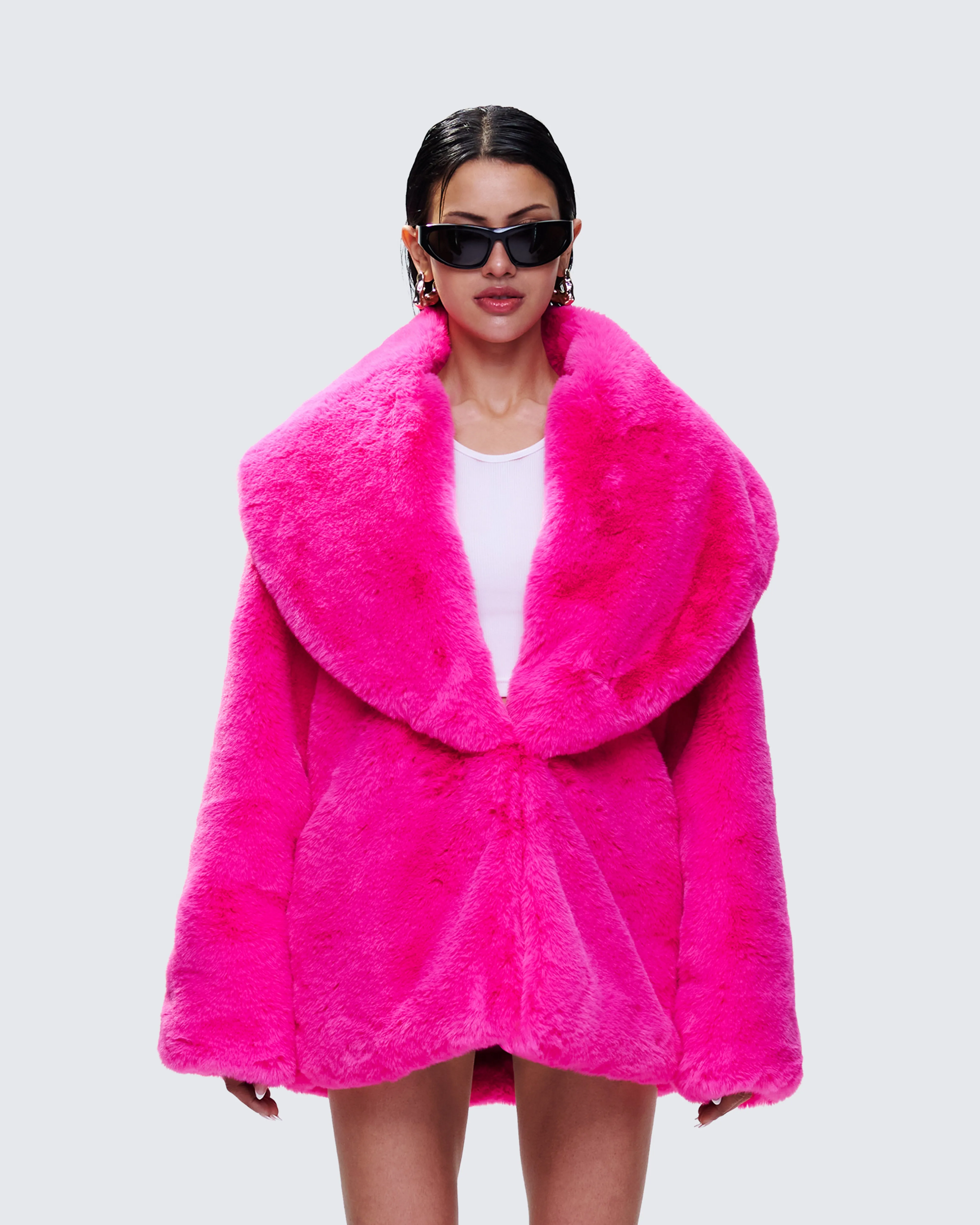 Rosamond Hot Pink Vegan Fur Jacket sold by Finesse product image thumbnail 4