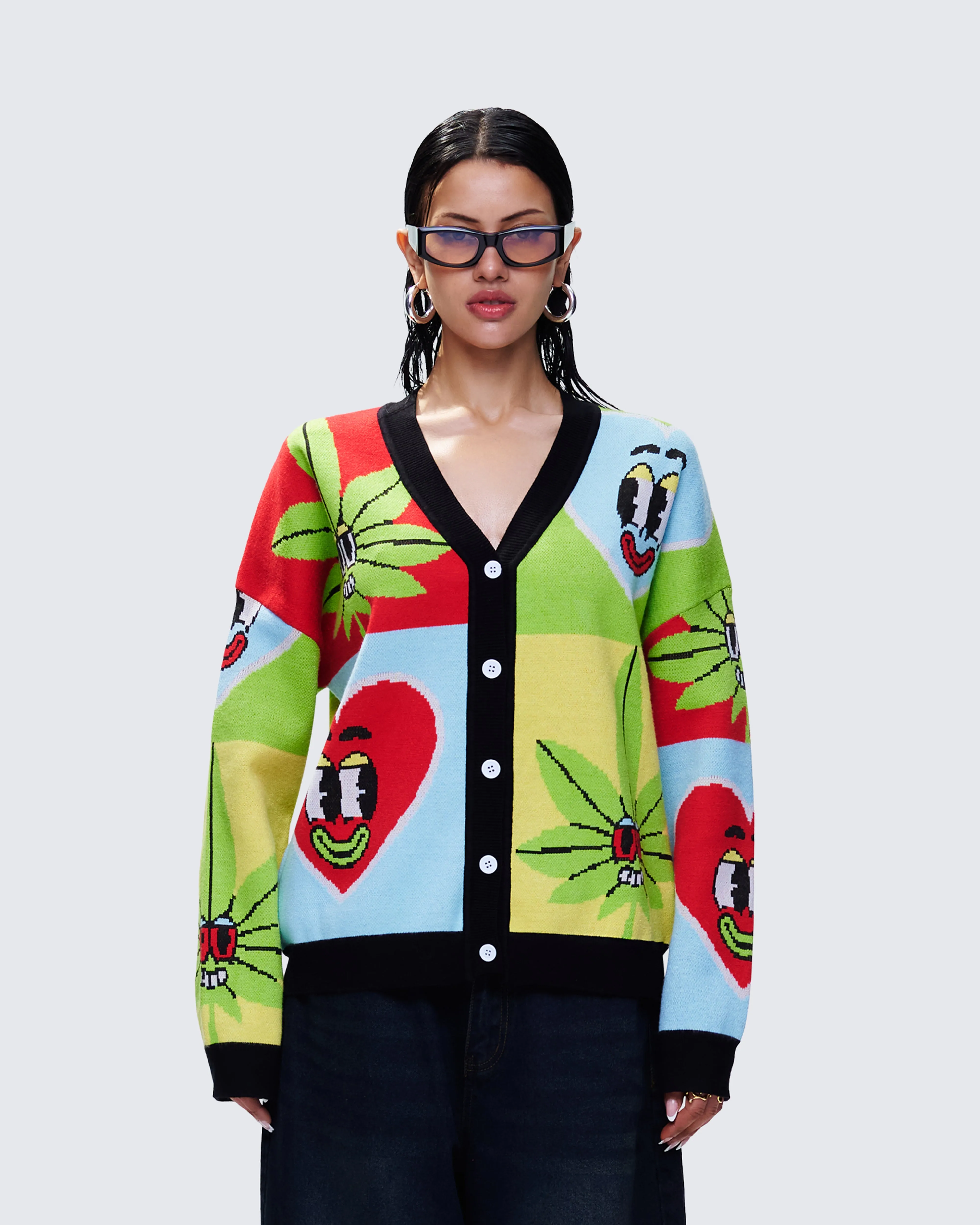 Cyrielle Multi Pop Art Sweater Knit Cardigan sold by Finesse product image thumbnail 4