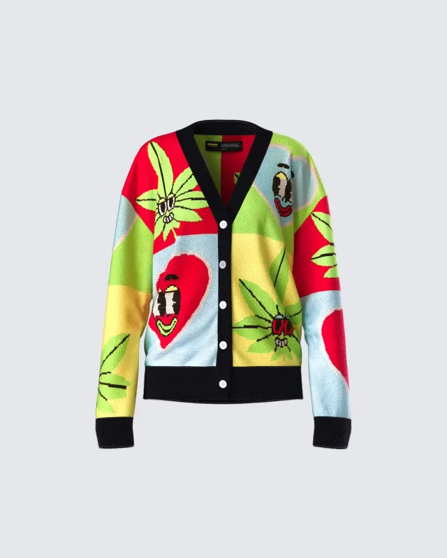 Cyrielle Multi Pop Art Sweater Knit Cardigan sold by Finesse