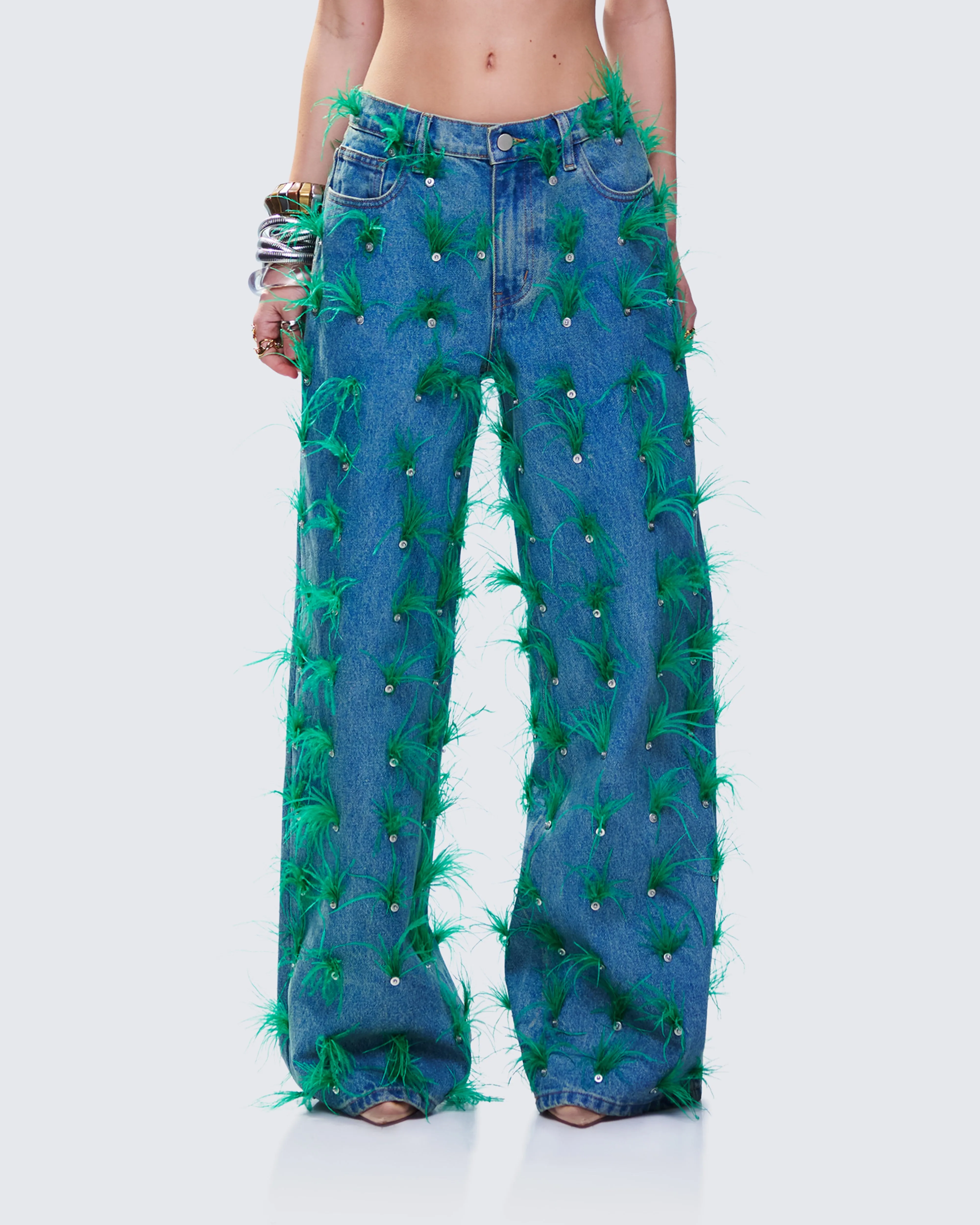 Zia Blue Denim Feather Straight Leg Pant sold by Finesse product image thumbnail 4