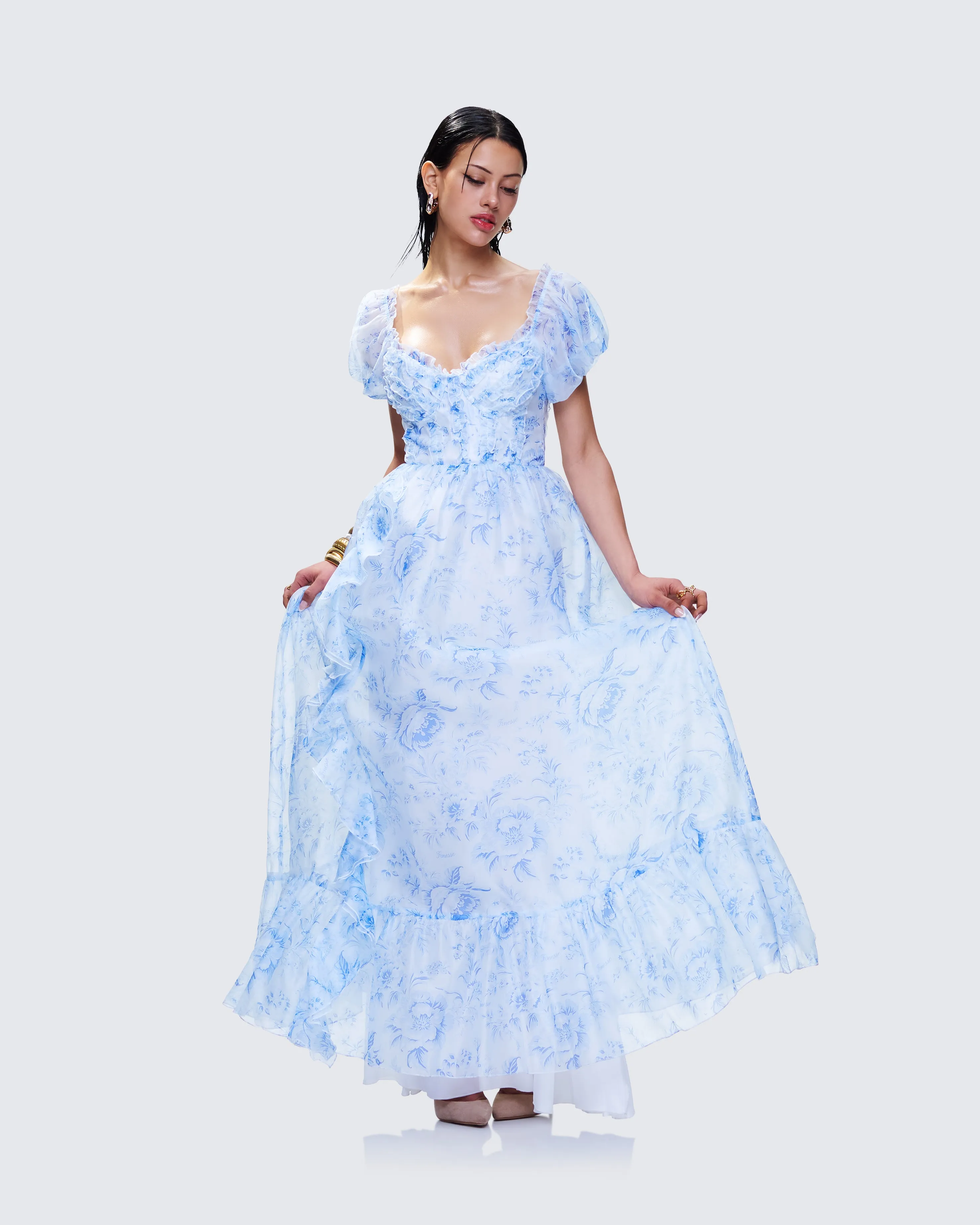 Tressa Blue Flower Print Maxi Dress sold by Finesse product image thumbnail 5