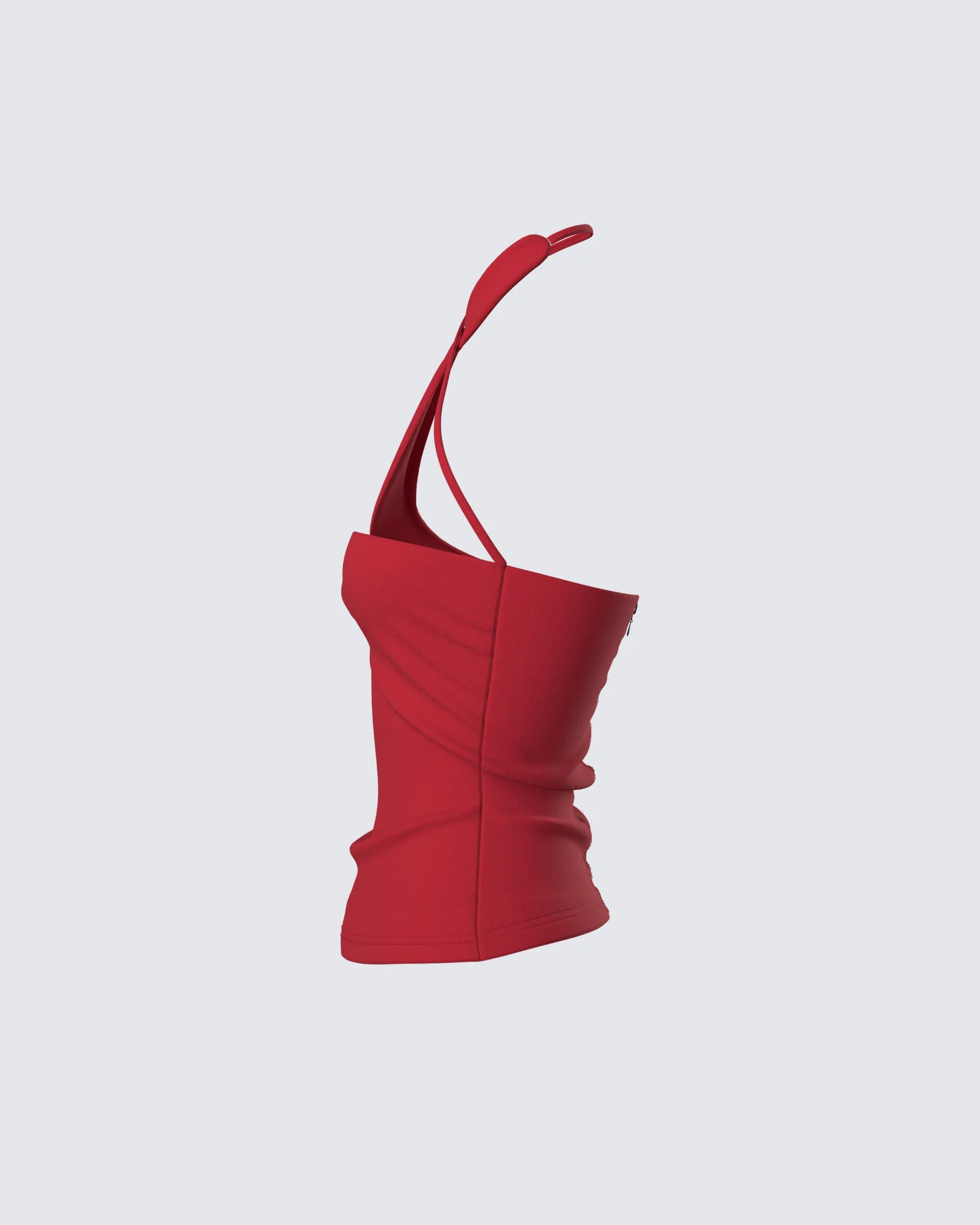 Idalia Red Asymmetrical Halter Top sold by Finesse product image thumbnail 2