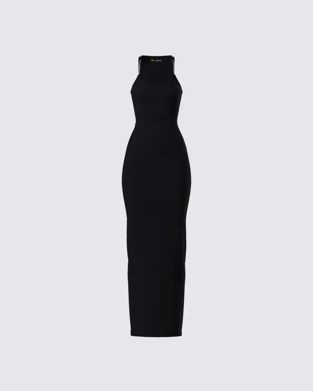 Jazlyn Black Invisible Strap Maxi Dress made by Finesse