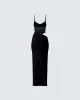 Philomena Black Mesh Window Maxi Dress sold by Finesse