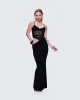 Philomena Black Mesh Window Maxi Dress sold by Finesse