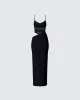 Philomena Black Mesh Window Maxi Dress sold by Finesse