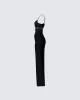 Philomena Black Mesh Window Maxi Dress sold by Finesse