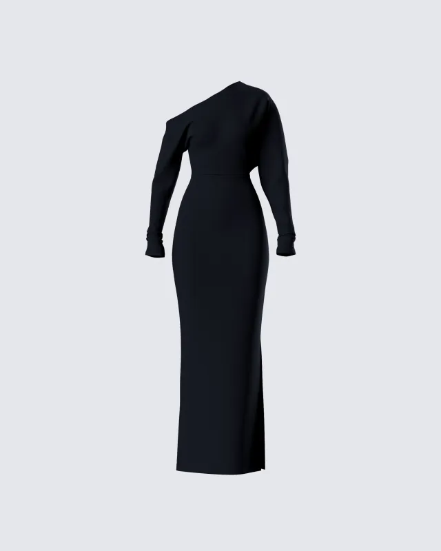 Morwena Black Off Shoulder Maxi Dress sold by Finesse