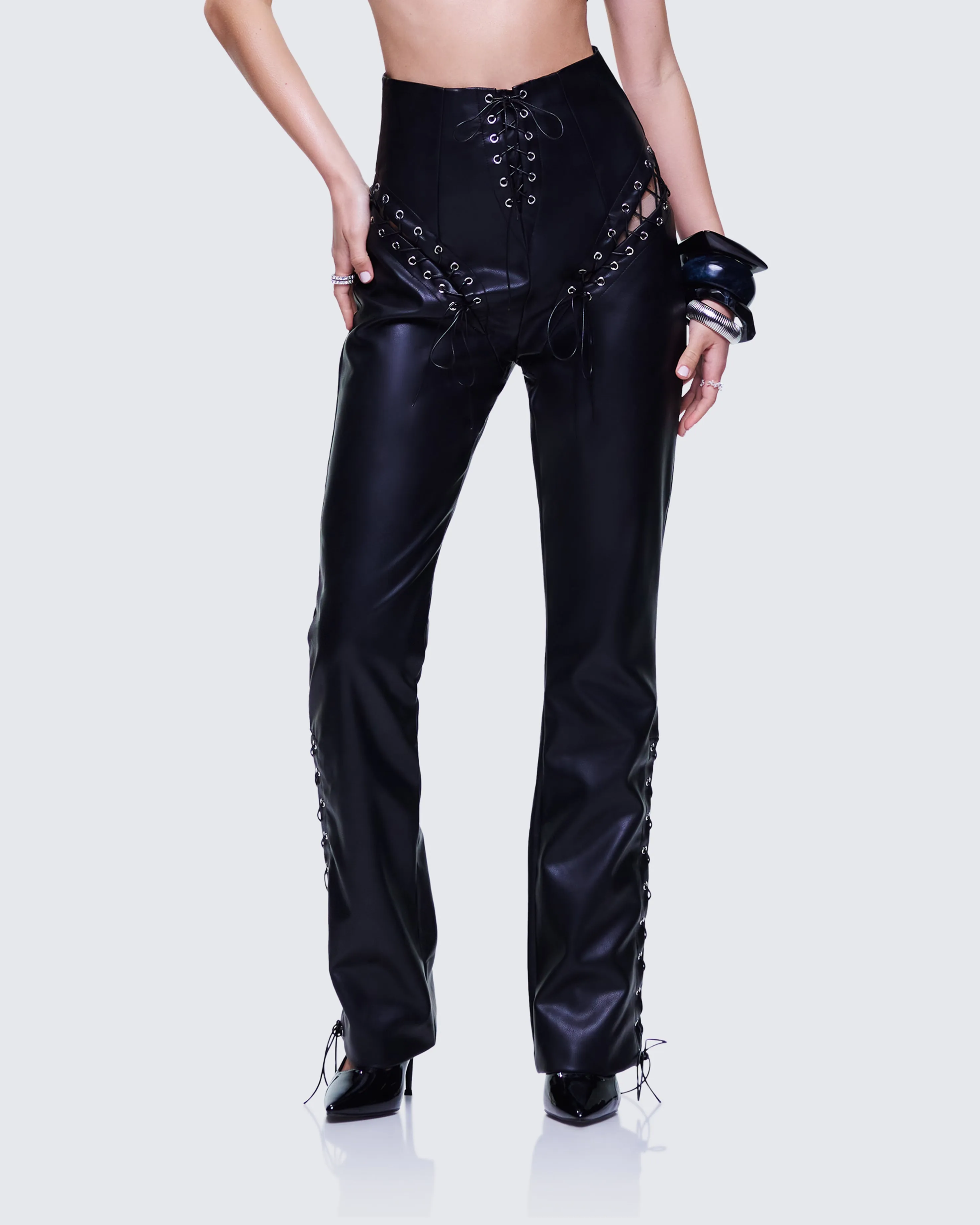 Nada Black Lace Up High Waisted Pant sold by Finesse product image thumbnail 5